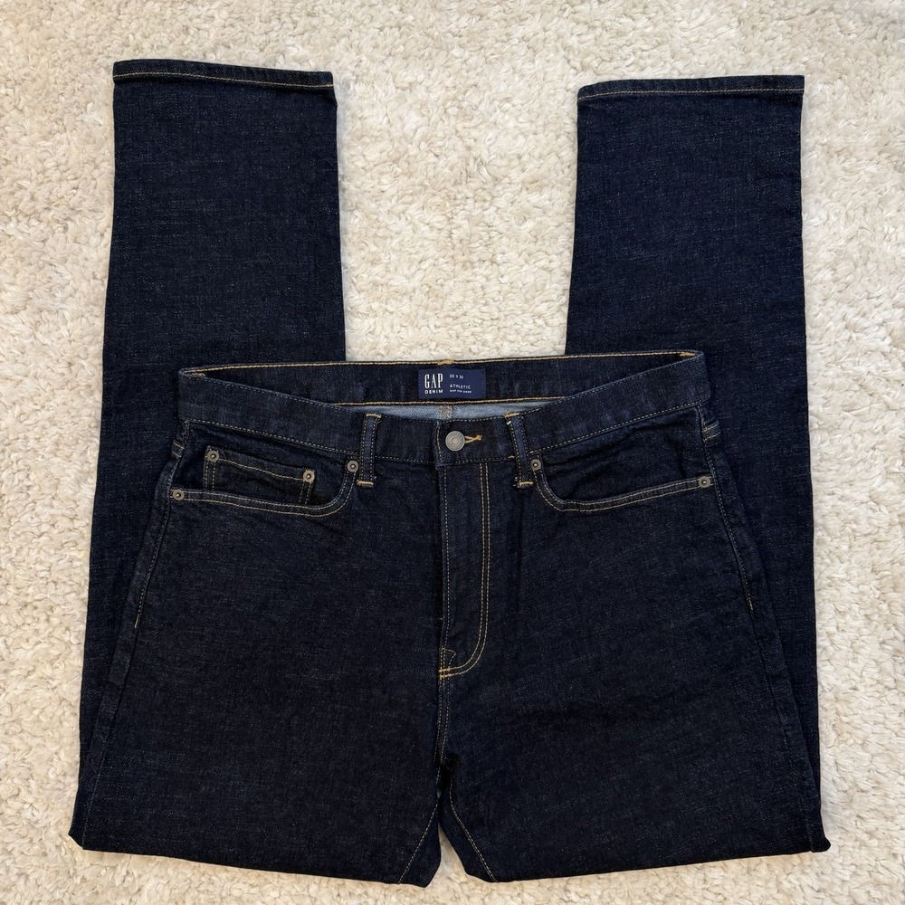 Gap Jeans Mens 33x32 Dark Wash Straight Leg Athletic Skinny Fit Stretch Comfort